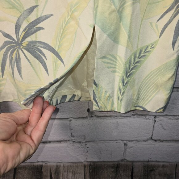 TOMMY BAHAMA PALM TREE PRINT SKIRT 100% SILK, LINED CREAM GREEN WOMENS SIZE 12 - Picture 6 of 6